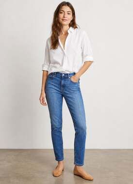 Everlane Women's SZ 27 Mid-Rise Stretch Denim Jeans Blue 28" Inseam Classic